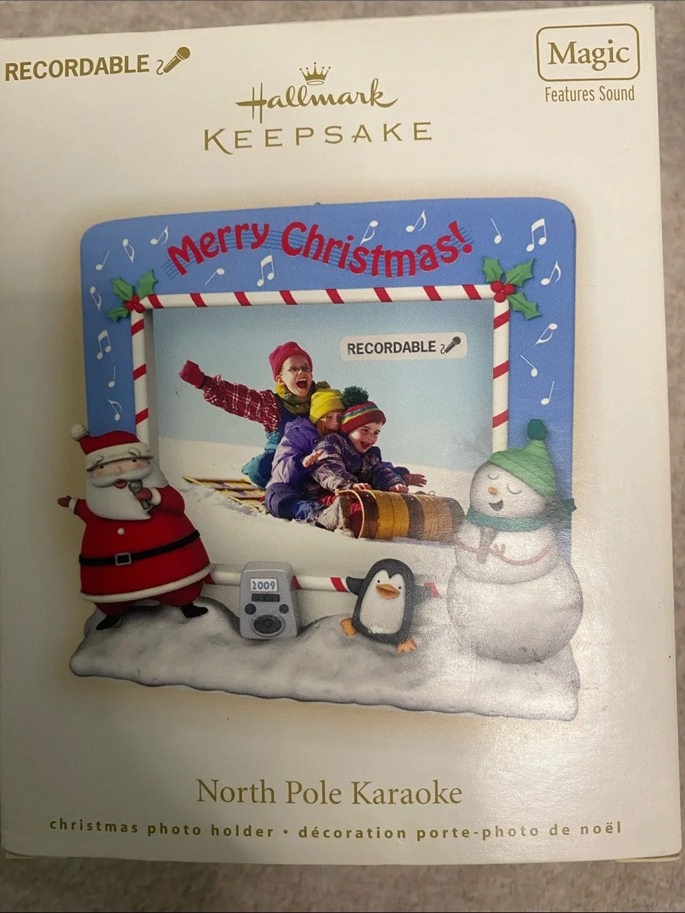 Hallmark Blue 'Merry Christmas' recordable Photo Frame ornament